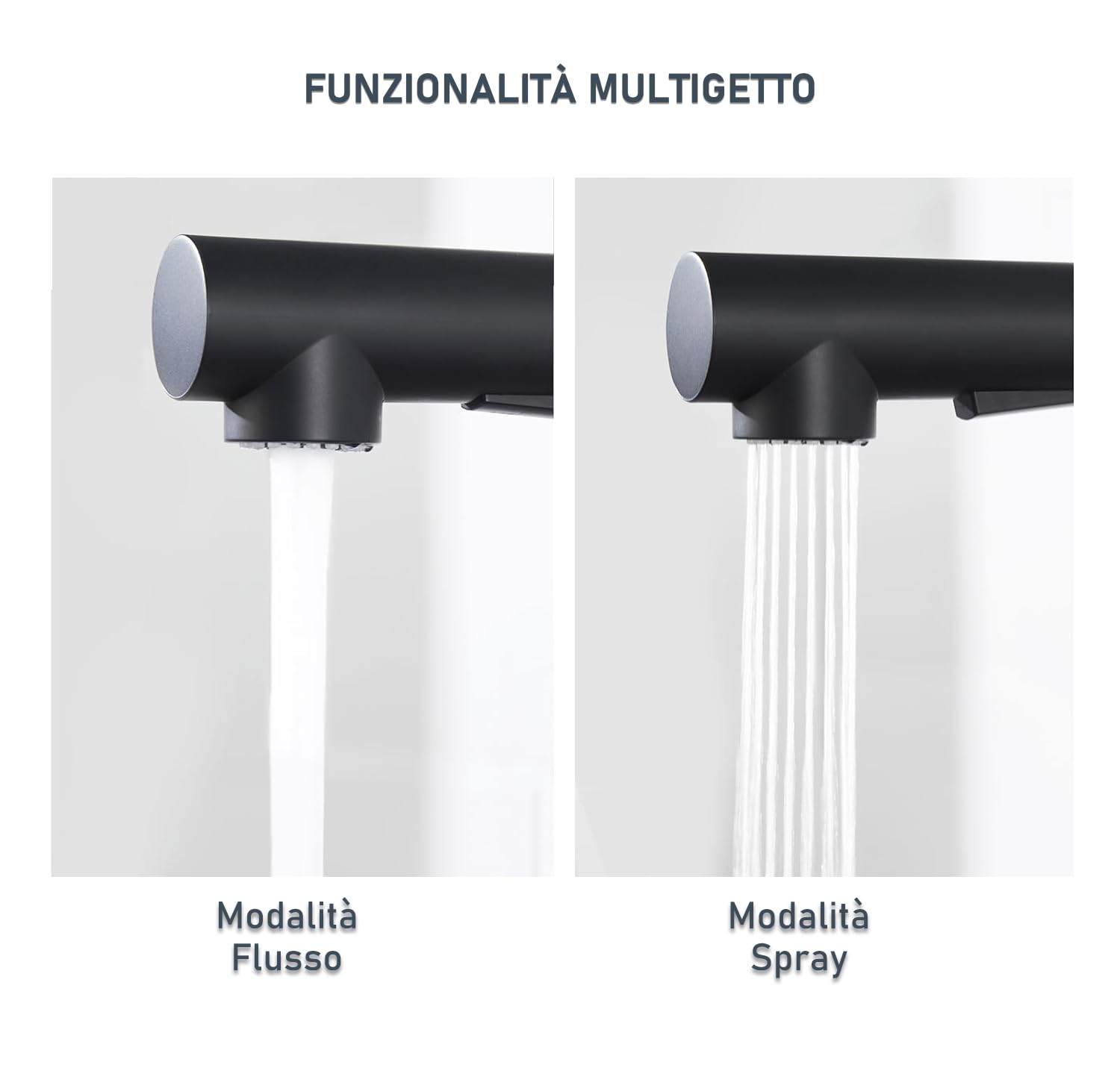 Rubinetto Miscelatore Cucina monocomando doccetta estraibile multigetto Nero Opaco QMPC03NE