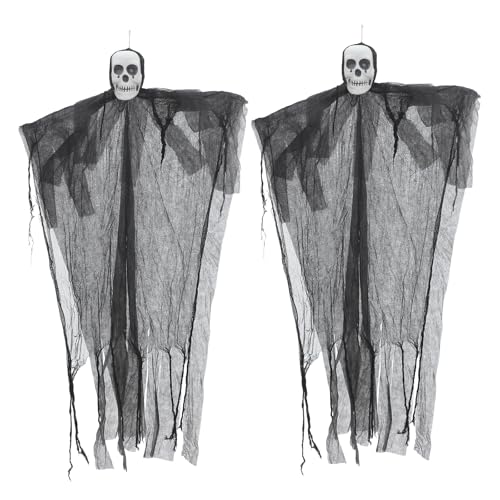 Effet terrifiant Halloween avec ce double crâne lumineux suspendu de fête