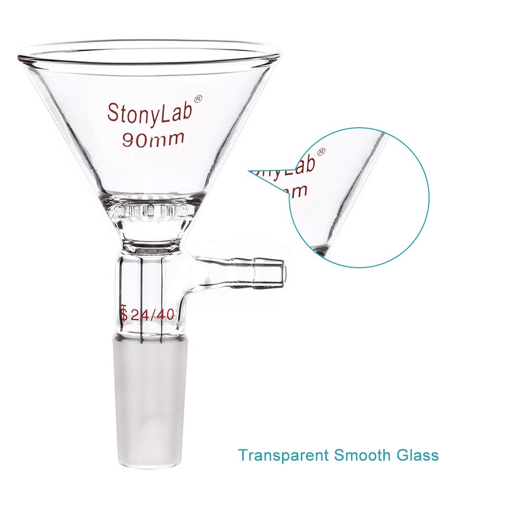 stonylab Glas Filter Trichter Borosilikatglas filter Trichter mit 90 mm Oberem Außenmaß, 24/40 Innengelenk Glasfiltertrichter