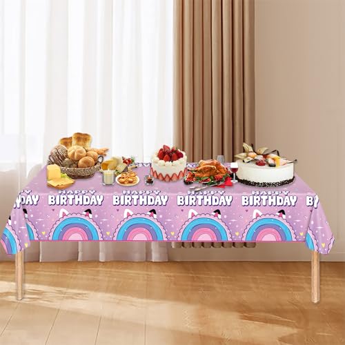 Image of 3PCS Dollhouse Party Tablecloths Birthday Decorations Dollhouse Themed Tablecloths for Child's Girls Party Supplies - 54x108IN