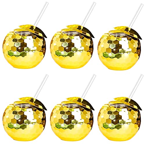 Nicunom 6 Pack Disco Ball Cups With Lids & Straws, 19 Oz Gold Disco Ball Tumbler Disco Flash Ball Cup Sparkly Glitter Disco Bachelorette Party Drinking Tea Syrup Bottle #TOP21