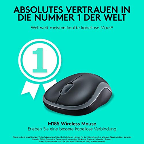 Logitech M185 Mouse Wireless, 2.4 GHz con Mini Ricevitore USB, Durata Batteria Fino a 12 Mesi, Rilevamento Ottico 1000 DPI, Ambidestro, PC/Mac/Laptop, Blu