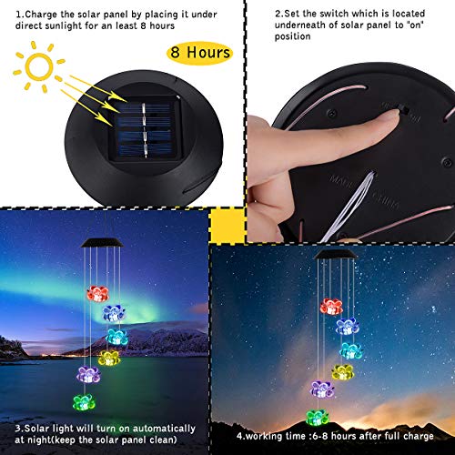 Amazing Wind Chime,Color Changing Bee Solar Wind Mobile Chimes Lights Hanging Wind Bell Light Night Hanging Lamp For Patio Garden Lighting Home Decoration With Spinning Hook #TOP2