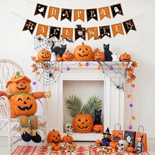 Halloween Decorations Banner - Happy Halloween Sign Paper Banners Garland for Halloween Party Decor Supplies Favors Props Indoor Outdoor Office Home Wall - image 6