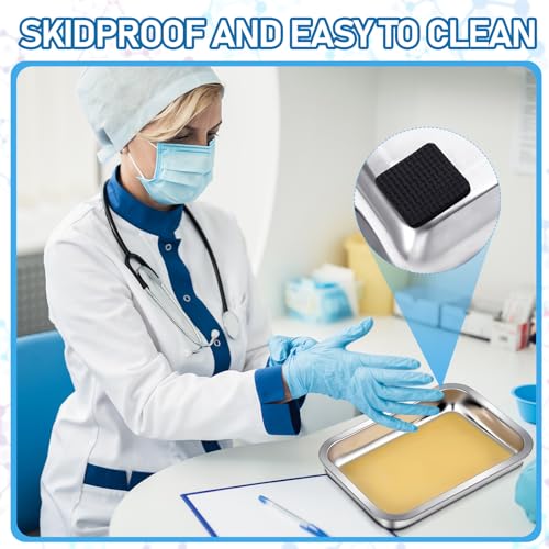Image of Conelist 1 Set 10.2 x 7.5 Inch Stainless Steel Dissection Pan with Wax and Rubber Nonslip Mat, Reusable Classroom Dissecting Pan, Laboratory Tray for Biology Lab, Science Education Supplies (Yellow)