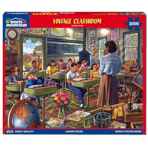 Rompecabezas White Mountain de 1000 piezas: Aula vintage, infancia retro, piezas grandes, regalo para adultos y familia, 24" x 30" miniatura 2