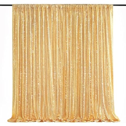 7ft x 7ft Gold Sequin Backdrop Curtain Glitter Photo Booth Backdrop for Wedding Birthday Baby Shower Event Decorations Cover