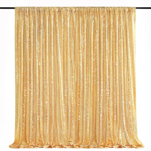 7ft x 7ft Gold Sequin Backdrop Curtain Glitter Photo Booth Backdrop for Wedding Birthday Baby Shower Event Decorations by QueenDream - Used condition - US$18.71