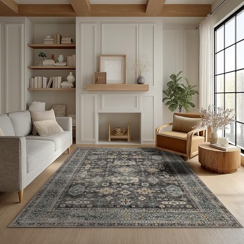 Area Rug Non Slip Machine Washable Ultra Soft Living Room/Bedroom/Kitchen/Outdoor/Classroom Silver, 5'7'