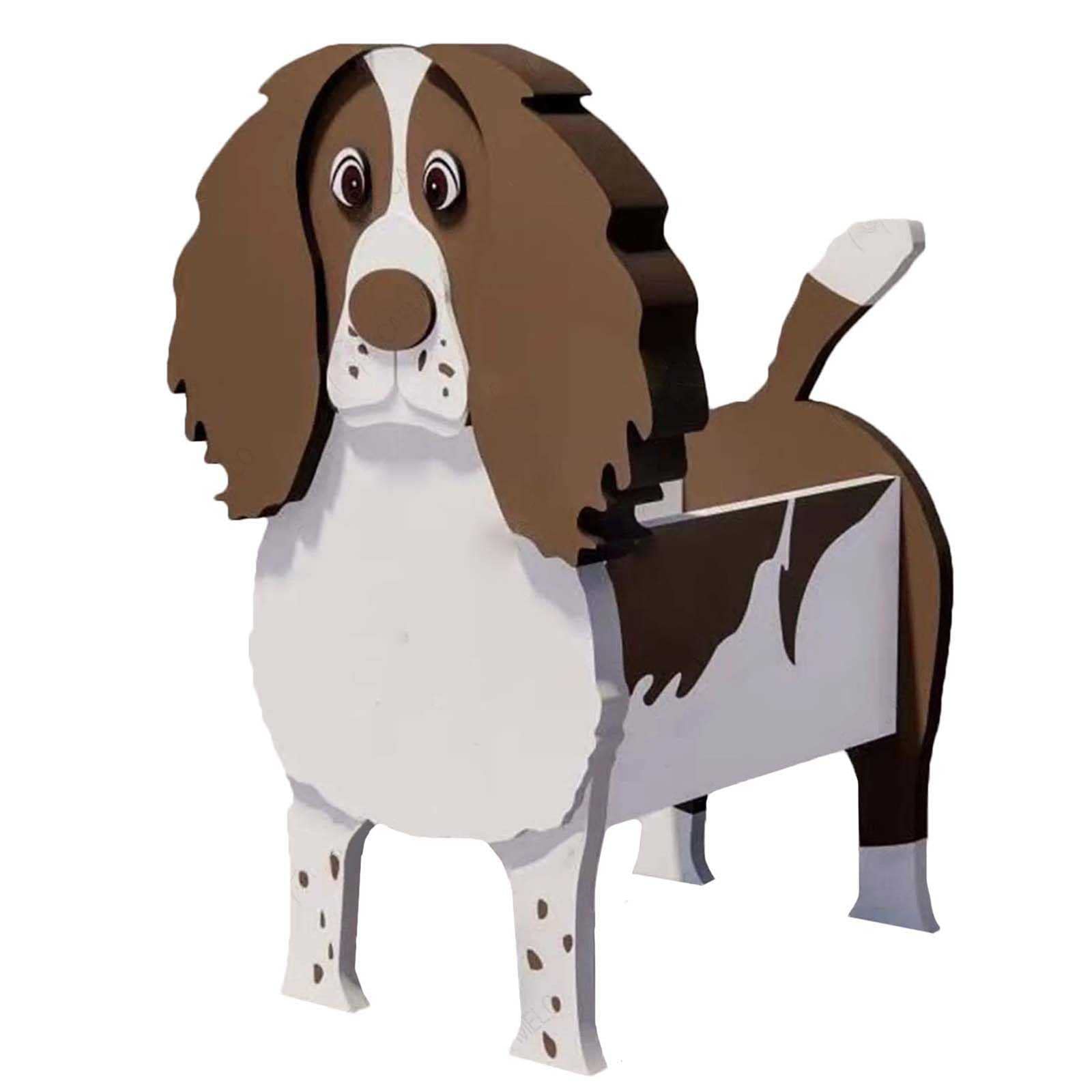 QUTBAG Dog Planter Plant Pots,Cute PVC Herb Garden bulldog Flower Planter, springer spaniel Planters for Garden Decoration,Office Home Decor Gift (Color : Springer, Size : 34 * 24cm)
