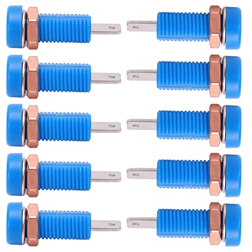 Image of Fafeicy 10pcs 4mm Banana Jack Binding Post Connector for Audio Equipment Panel Mount Blue