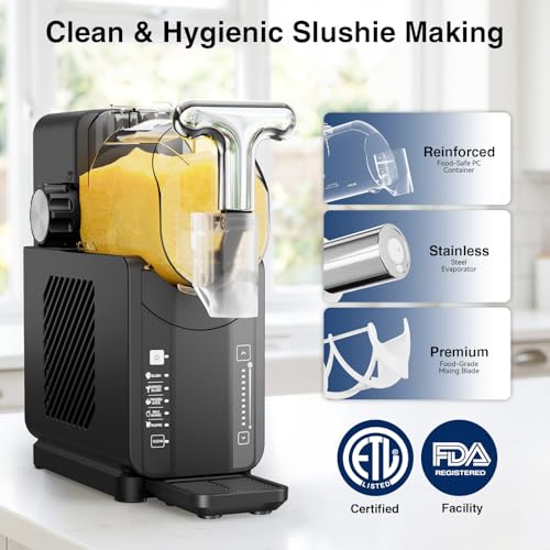 Image of Slushie Machine, No Ice Needed, 85 oz Slushy Machine for Home, 5 Preset Programs & Auto-Clean Mode, Fast Chill Technolog, Frozen Drink Maker (Dark Grey)