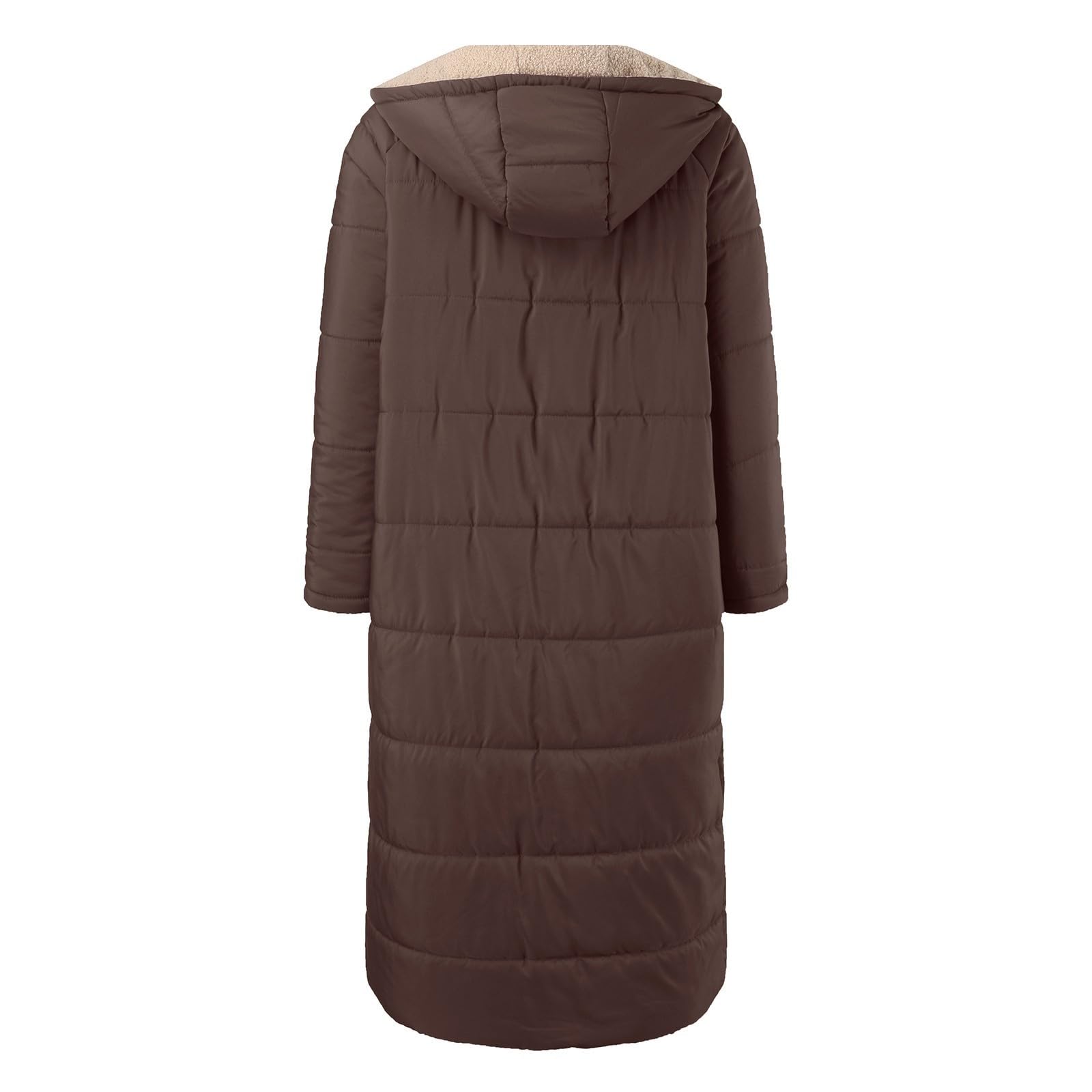 Generisch Cappotto invernale da donna, lungo, invernale, elegante, con imbottitura calda, con tasche, alla moda, con cerniera, piumino con cappuccio