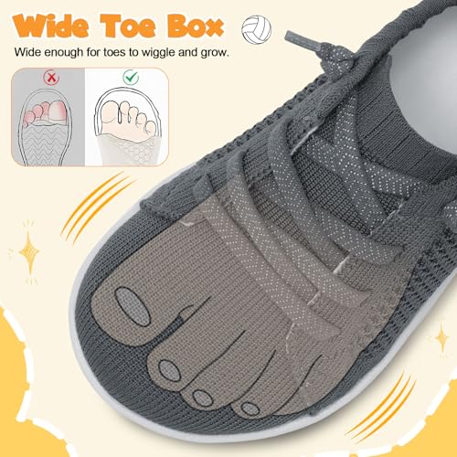 Image of LeIsfIt Toddler Shoes Girls Boys Wide Shoes Kids Zero Drop Minimalist Sneakers Barefoot Slip on Tennis Sneakers