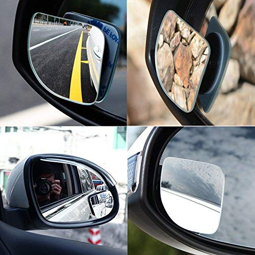 Fan Shape 360 Degree Rotate Sway Adjustabe Blind Spot Mirrors, Ampper Hd Glass Convex (Low Curvature) Frameless Stick On Lens (Pack Of 2) #TOP5