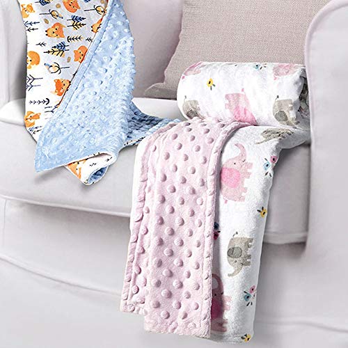 Manta para Bebê Elefantes Rosa Fleece Dupla Face Lepper