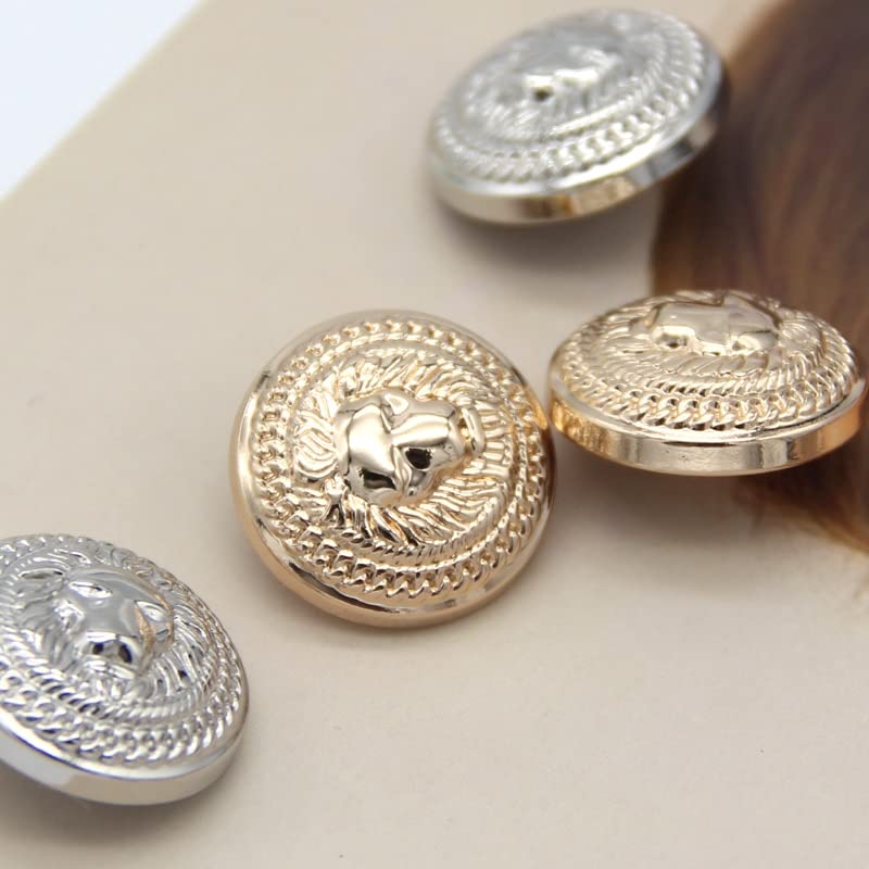 Botones de capa de metal de león dorado de 25 mm for coser chaqueta