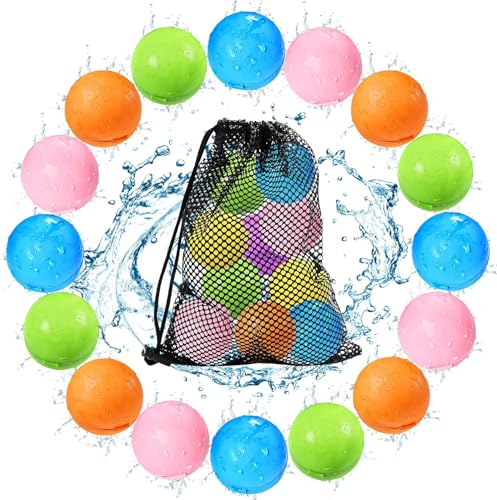 Image of Tlitlimom 16Pcs Reusable Water Bomb Balloons, Pool Beach Toys for Kids ages 3-12, Summer Toy Water Toy for and Girls, Outdoor Activities Water Games Toys Self Sealing Water Splash Ball for Fun