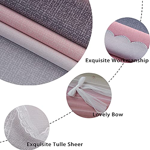 Image of Yancorp Curtains for Girls Bedroom Kids Room Rainbow Curtains Nursery Curtain 63 inches Length Grommet Rainbow Color Decor for Playroom (Pink Grey, W34 X L63)