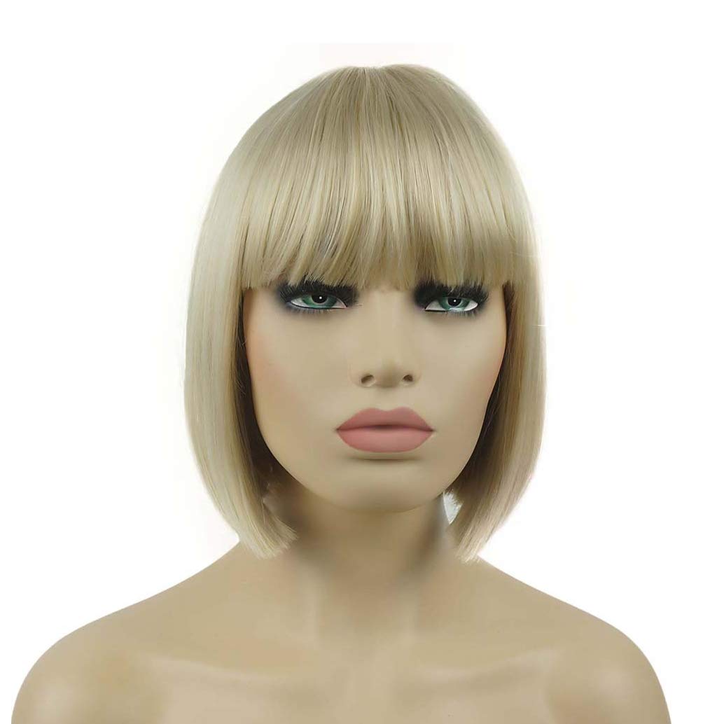 Lydell 20,3 cm glattes kurzes Bob-Haar, flacher Pony, niedlicher zentraler Punkt, hitzebeständig, synthetische Perücke (122)