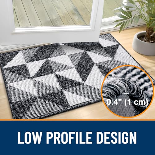 Image of OLANLY Door Mat Indoor Entrance Washable 59x23, Odor-Free Low-Profile Front Back Geometric Doormat, Absorbent Resist Dirt Entry Carpet, Easy to Clean Sturdy Inside Floor Mats for Entryway, Black