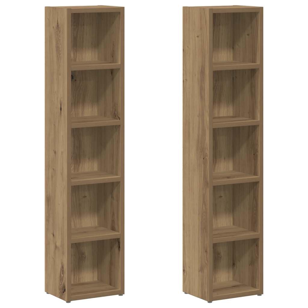 vidaXL CD Cabinets 2 pcs, Display Cabinet with Compartment, Storage Cabinet for Living Room, Cupboard, Bookcase, Artisan Oak Engineered Wood