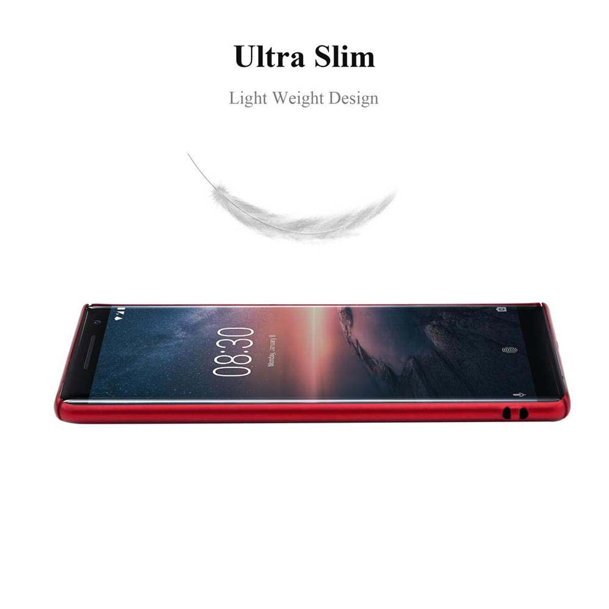 Cadorabo Cover Morbida Per Nokia 8 Sirocco - Silicone TPU Sottile, Antiurto, Colore Frost Rosso - 2