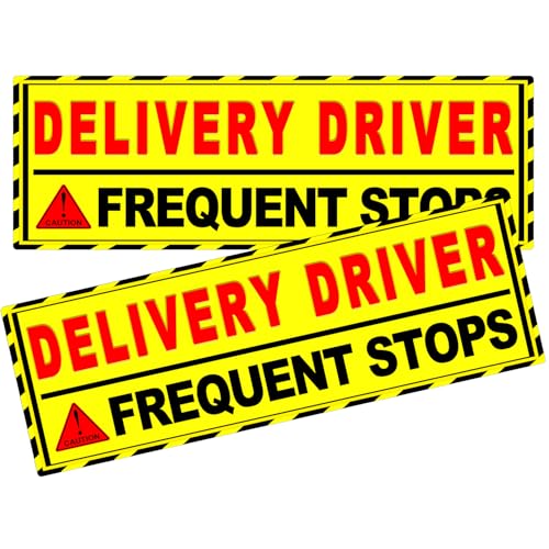 Image of 2 Pack Delivery Driver Car Magnet Signs, Delivery Vehicle Magnetic Car Sign, Reflective Delivery Driver Frequent Stops Magnet (Red - 2 Pack)