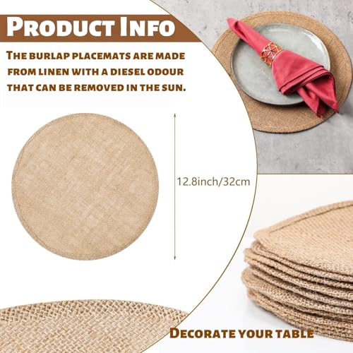 Sets de table de 32 cm en jute pour cuisine et table à manger - 3