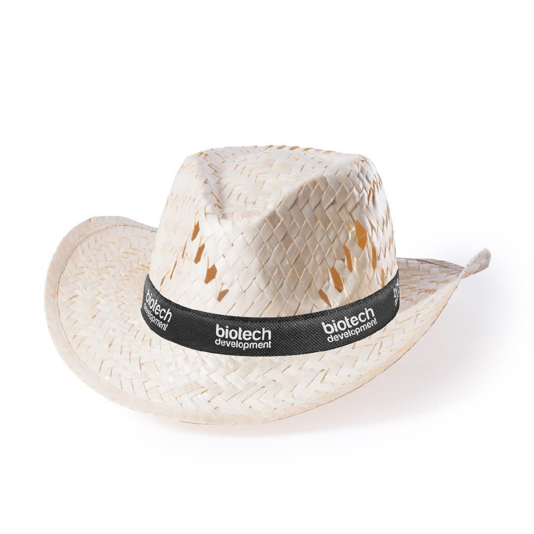 Genérico Pack de Sombreros de paja blanca personalizados - Sombrero de paja Blanca con cinta personalizada para fiestas, eventos deportivos y culturales, romerías. (Pack 10 unidades)