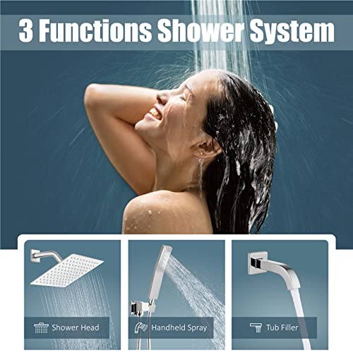 Combiné douche murale haut de gamme 20,3 cm et mitigeur de luxe en laiton