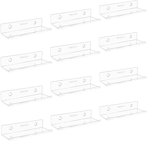 WANLIAN Estante de pared para discos de vinilo, paquete de 12 soportes para discos de vinilo acrílico, soporte de exhibición para álbumes LP