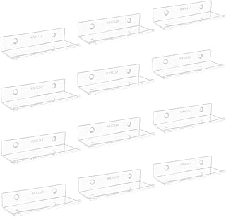 Vinyl Record Shelf Wall Mount, Acrylic Vinyl Record Display Holder Wall Mount Stand for Albums LP Floating Shelves Record Holder Display Set for Record Wall Decor in Office Home (Clear)