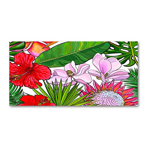 Crédence de cuisine fleurs hawaïennes 140x70cm en verre trempé Tulup