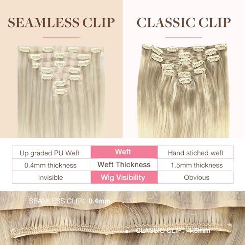 Image of GOO GOO Seamless Clip in Hair Extensions Real Human Hair Remy Extensions
