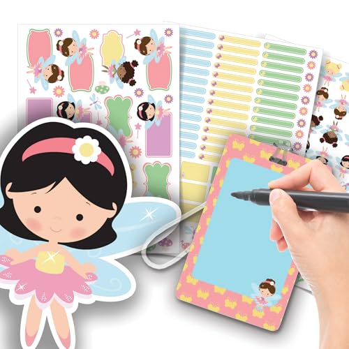 Etiqueta Escolar Menina com TAG + Caneta (Fadas, Etiquetas + 1 TAG de Mochila)