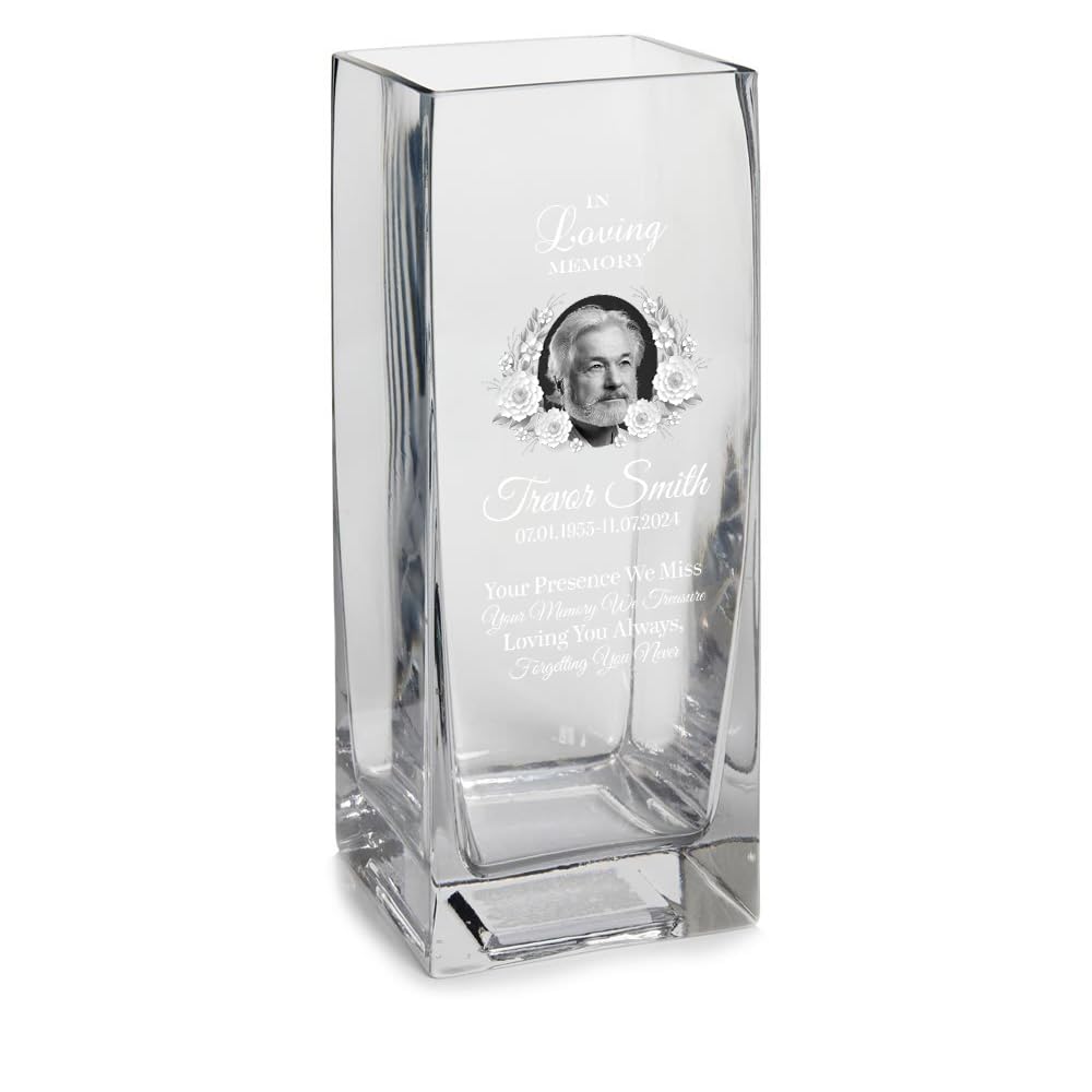 Personalised In Loving Memory Memorial Flower Vase Remembrance Keepsake with Photo