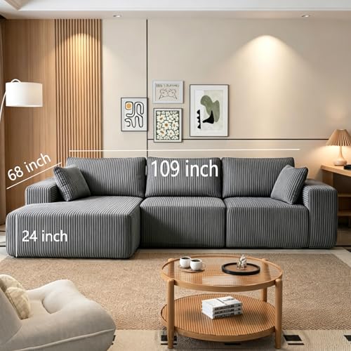 Image of Cloud Sectional Boneless Couches for Living Room, Modular L Shaped Couch with Deep Seat Oversized Right Facing Chaise, Gray | No Assembly Required, Cat-Claw Resistant, High-Resilience Foam