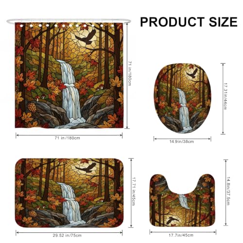 Rideau de douche cascade d'automne orange en tissu lavable 183x183 cm