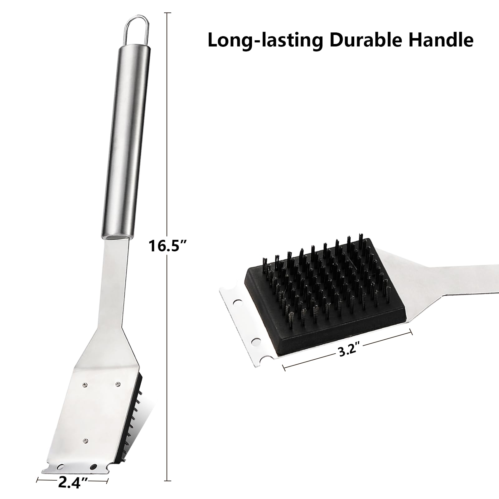 16.5” Grill Brush and Scraper with 2 Brush Replacements & 1 Screwdriver - Image 2