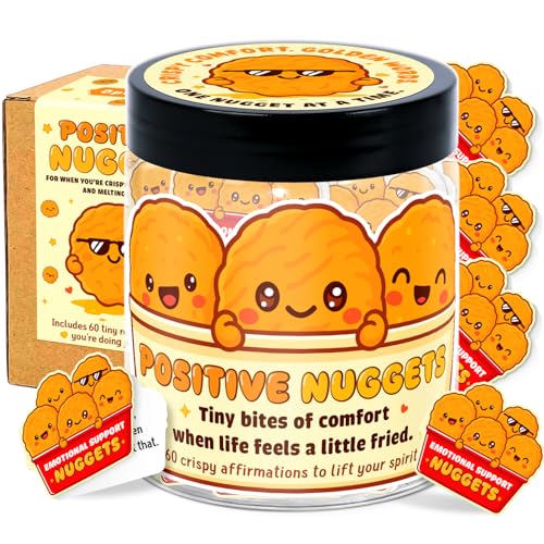 Emotional Support Nuggets – Chicken Nugget Gifts - 60 Positive Chicken Nuggets Daily Affirmation Cards Jar – Inspirational Gifts for Women - Self Care Gift for Coworkers, Teen Girl, Friends, Boss