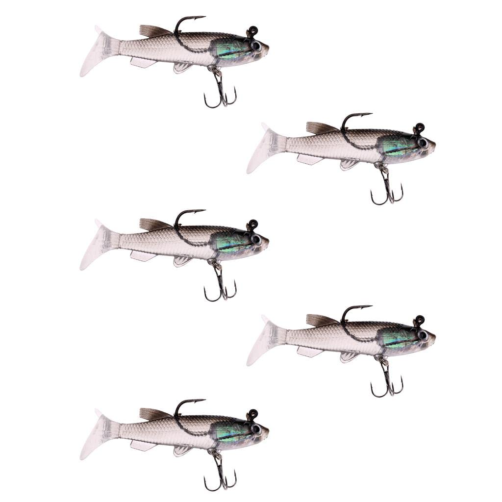 MOH 5pcs Minnow Fishing Lures Bass Bait Crankbait Hooks Tackle Baits 8cm Color A