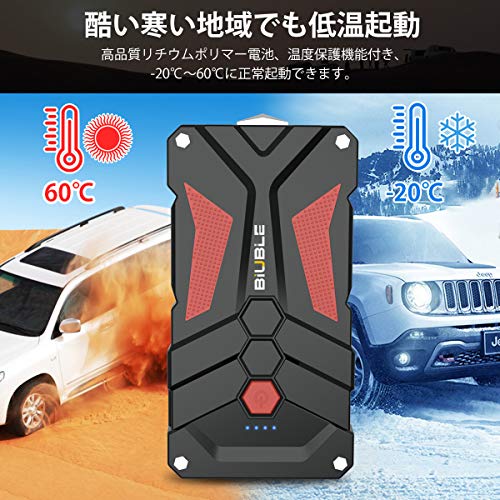 BIUBLE ジャンプスターター 12800mAh大容量 2000Aピーク電流 (最大7.0Lガソリン車・5.5Lディーゼル車対応) 12V 車用エンジンスターター 緊急始動 モバイルバッテリー機能 LEDライト搭載 二年保証 JS001