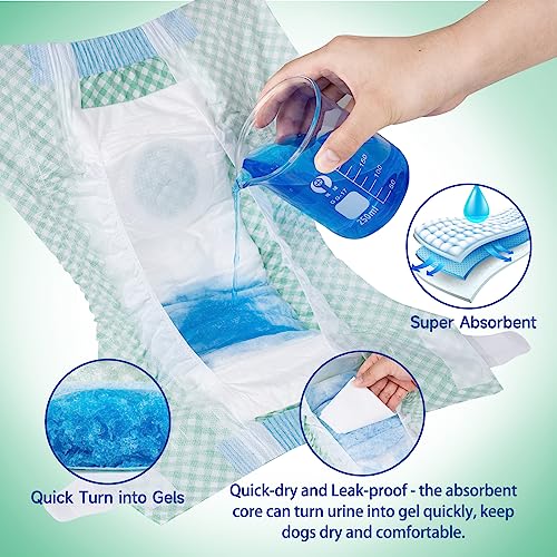 Image of Pet Soft Dog Diapers Female, Disposable Doggie Diapers for Female Dogs, Puppy Cat Diapers with Adjustable Foam Tail Hole, 24pcs (L,Green)