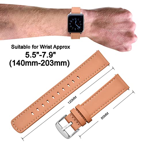 Image of ANNEFIT 22mm Watch Band, Quick Release Genuine Leather Replacement Strap (Apricot)