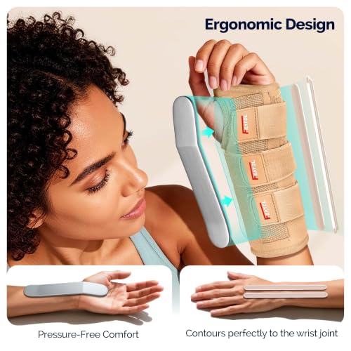 Image of FEATOL Carpal Tunnel Wrist Brace 2 Pack, Splint Night Support Women Men