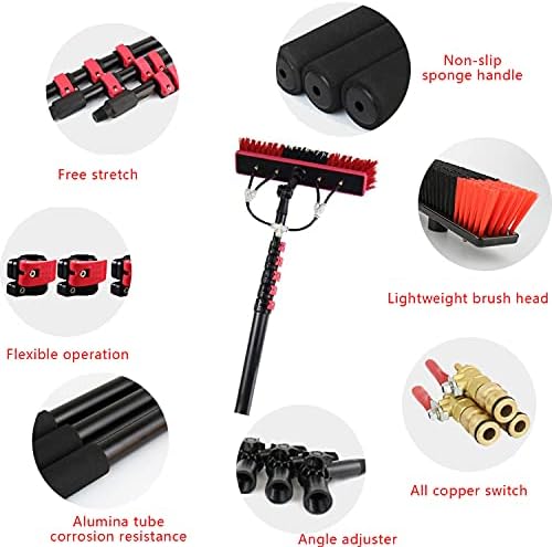 Telescopic Glass Cleaning Brush，photovoltaic Cleaner Window Cleaning Pole Water Fed Pole Kit Window Cleaning Brush Outdoor Window Glass Solar Panel Cleaning Extendable Te