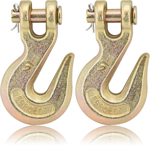Image of G70 1 /2 Clevis Grab Hooks Heavy Duty Chain Hook for Truck Trailer, Chain Forged Alloy Steel Chain Hook for Transport - 51,000 LBS Capacity(2 Pack)