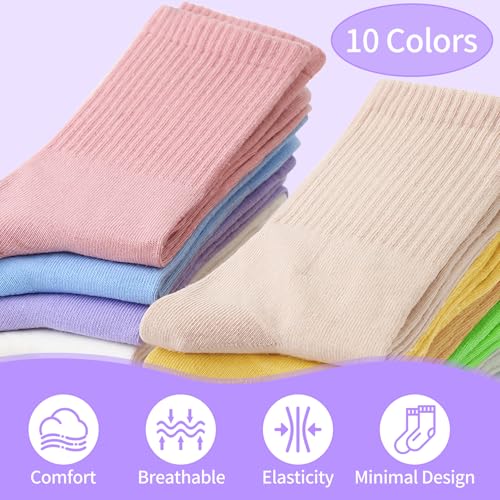 100 Pairs Womens Crew Socks Colorful Lightweight Athletic Casual Dress Socks for Women Teens4