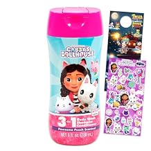 Gabbys Dollhouse Kids Shampoo, Conditioner, Body Wash 8 Oz Bottle - Bundle with 3-in-1 Berry Scented Body Wash, Shampoo & Conditioner Plus Stickers, More | Gabbys Dollhouse Bathroom Set